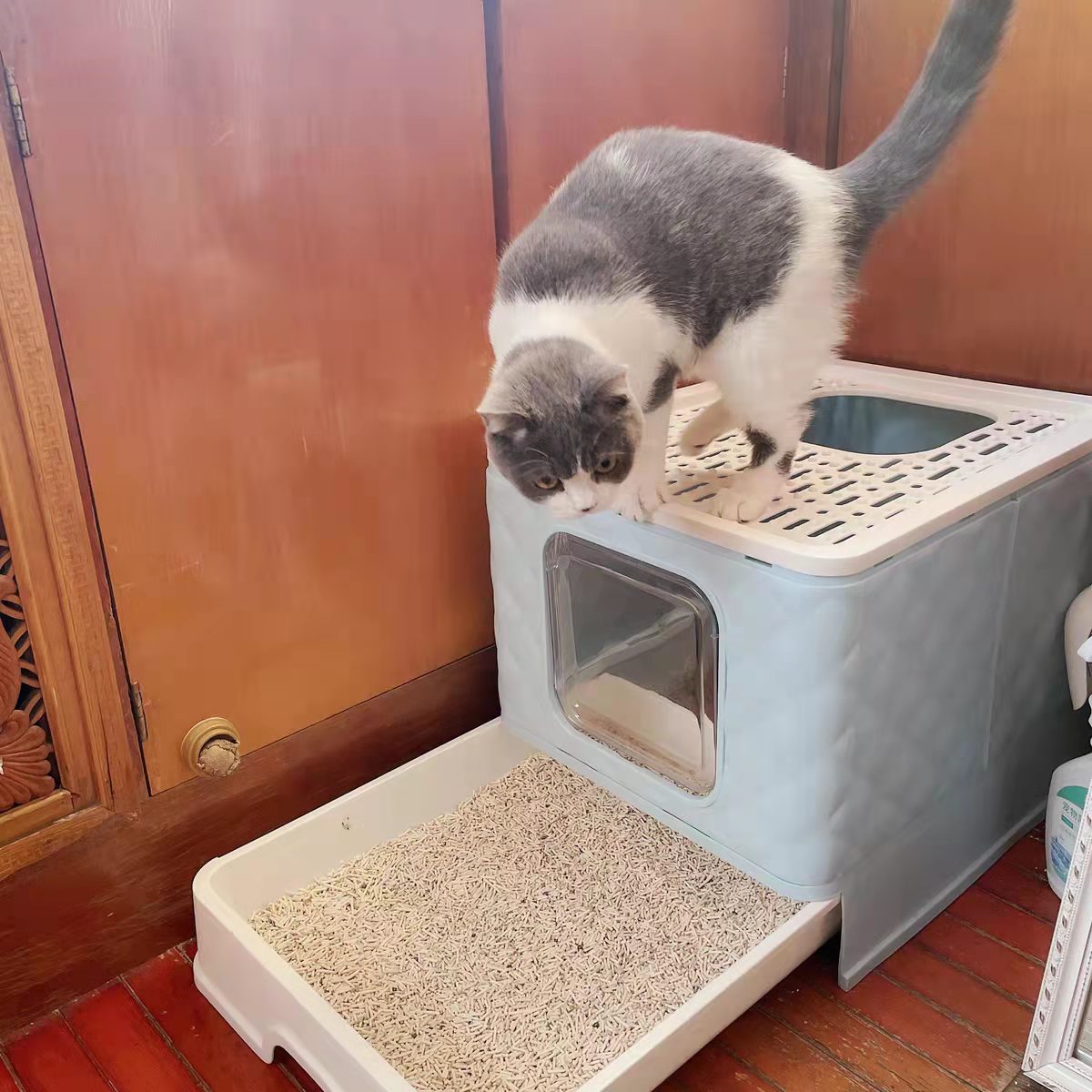 cat litter box foldable space