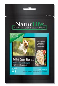 NaturLife Dog Snacks - Grilled Ocean Fish Flavour ( Hair & Skin formula)